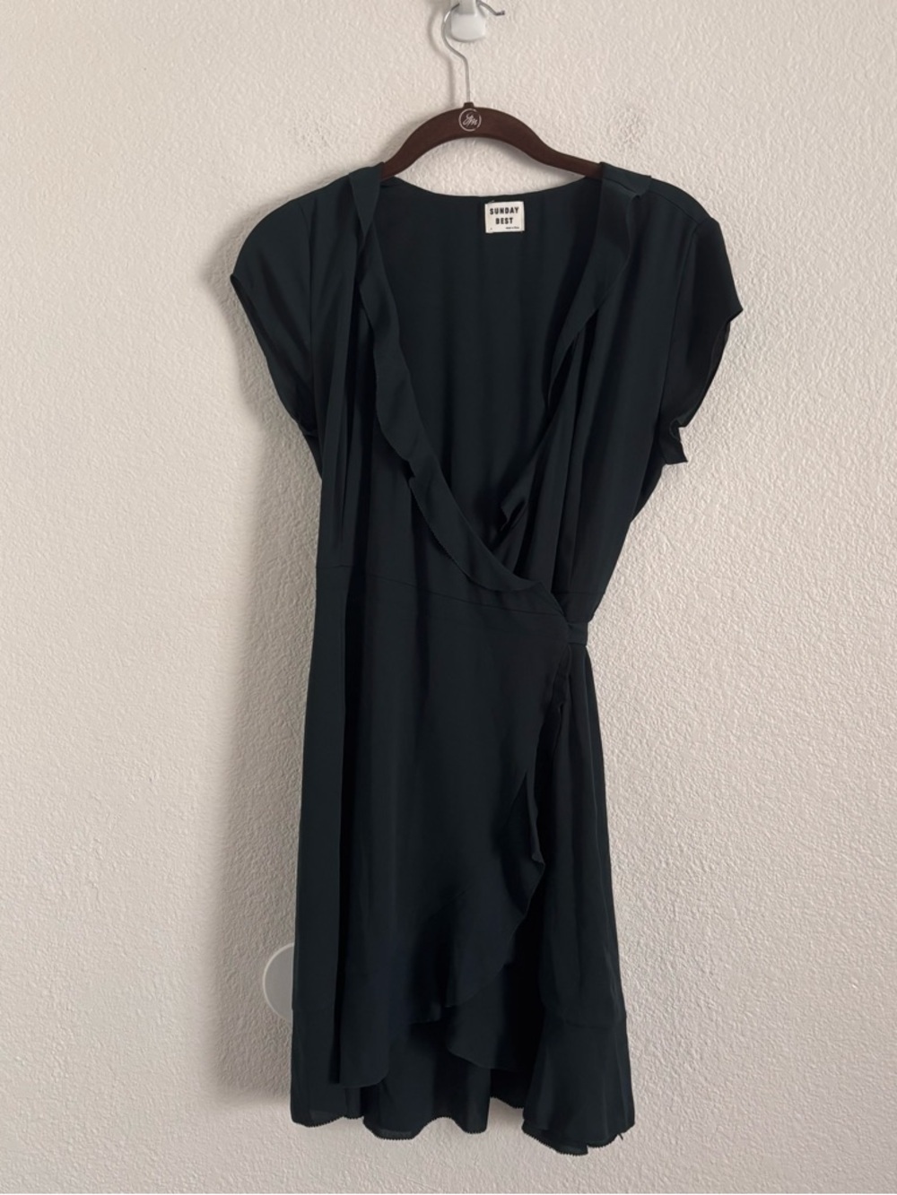 Sunday Best Aritzia Women's Size 4 Blue Ruffle Wrap Dress